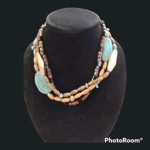 NWOT Wood Bead 3 Layer Necklace